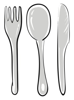 Çatal bıçak kaşığı, vektör veya renk illüstrasyon.
