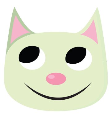 Yeşil kedi, vektör veya renk illüstrasyonu. 