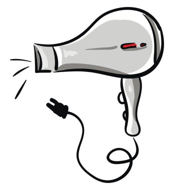 Working hair dryer, vector or color illustration. 