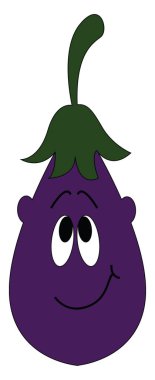 Mutlu patlıcan, vektör veya renk illüstrasyon. 