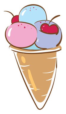Meyveli dondurma, vektör veya renk illüstrasyonu. 