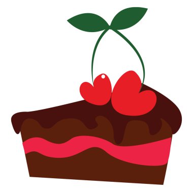 Küçük kiraz kek, vektör veya renk illüstrasyon. 