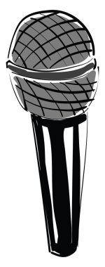 Eski mikrofon, vektör veya renk çizimi. 