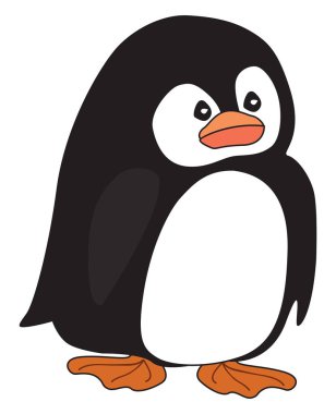 Piguin karakter poz 3, vektör veya renk illüstrasyon. 