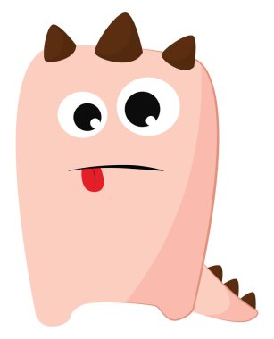 Pembe çılgın canavar, vektör veya renk illüstrasyon. 