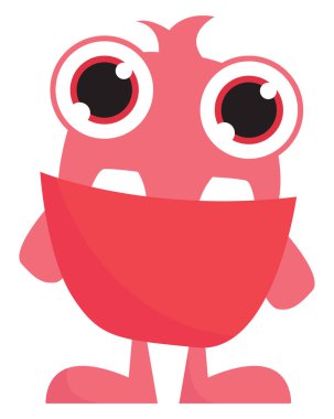 Büyük gözlü pembe canavar, vektör veya renk illüstrasyon. 