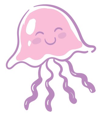 Pembe denizanası, vektör veya renk illüstrasyon. 