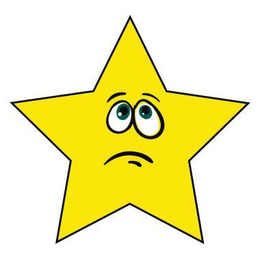 Üzgün yıldız, vektör veya renk çizimi. 