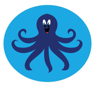 Mavi ahtapot, vektör veya renk illüstrasyon görüntüsü.