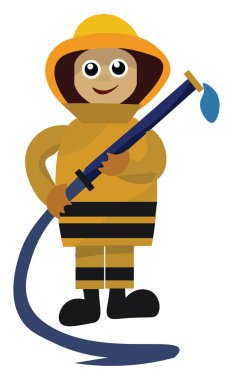 İtfaiyeci, vektör veya renk illüstrasyon.