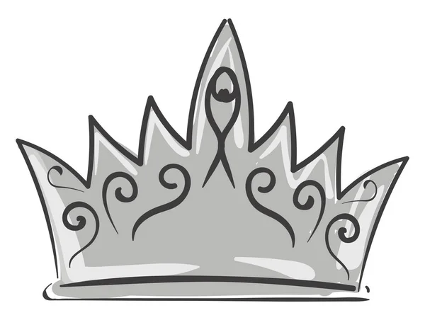 Peinture d'une couronne, d'un vecteur ou d'une illustration en couleur argentée — Image vectorielle