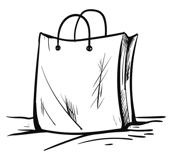 Black and white sketch of the paper bag, vector or color illustr — Stock Vector