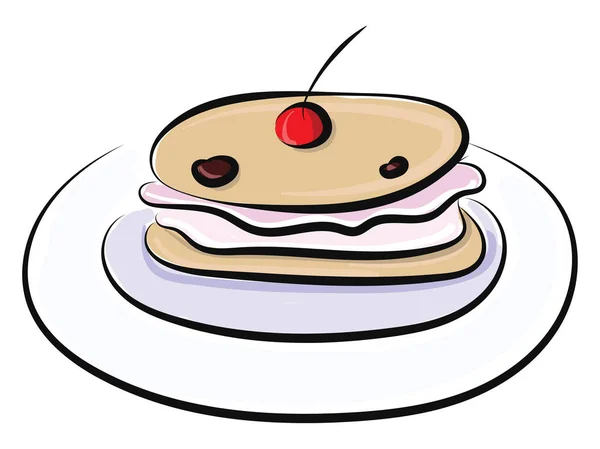 Disegno di una piccola torta su un piatto, vettore o illustrazione a colori — Vettoriale Stock