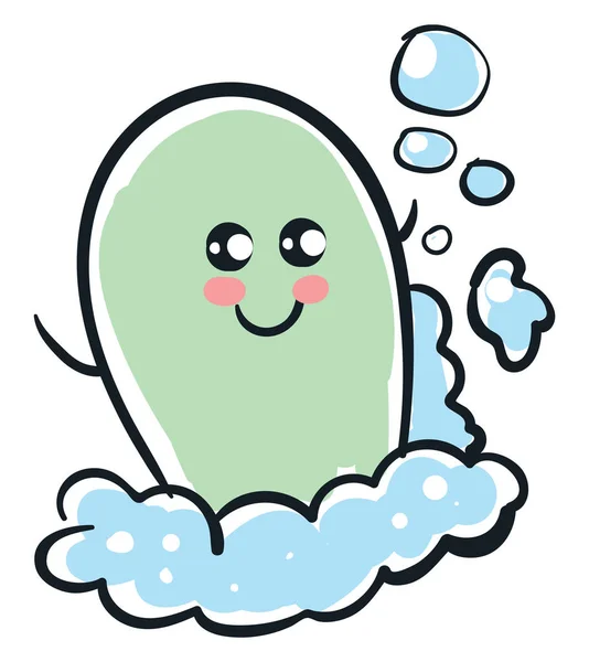 Mak sırasında su zevk sevimli bir sabun çizim Emoji — Stok Vektör