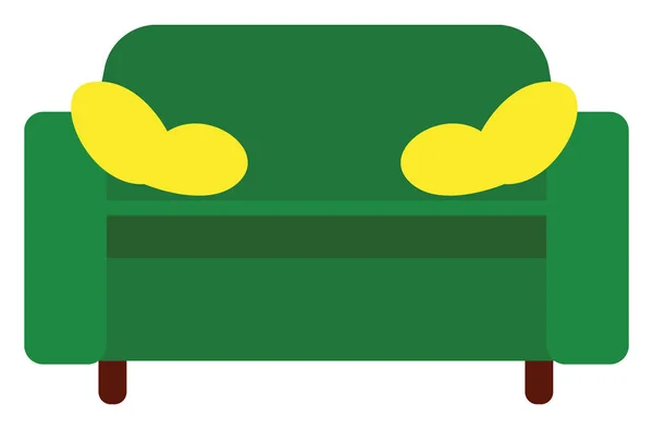 Cliparts eines grünen Sofas, eines Vektors oder einer farbigen Illustration — Stockvektor