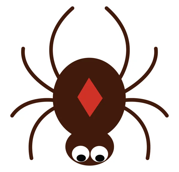 Emekleyen kahverengi örümceğin küçük resmi, vektör veya renk illustrati — Stok Vektör