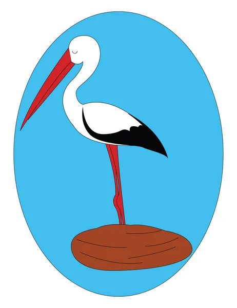 Portrait of the stork bird over blue background, vector or color — Stock Vector