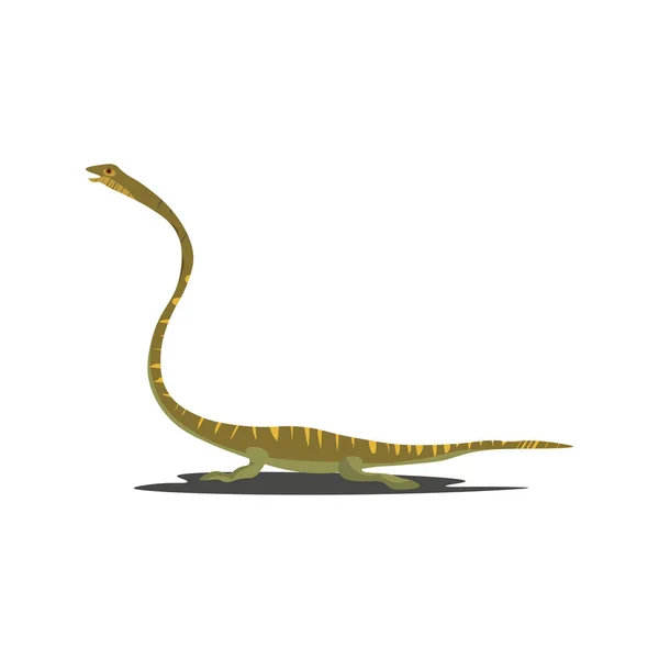 Cartoon obraz zielonego dinozaura, Tanystropheus, wektor lub — Wektor stockowy