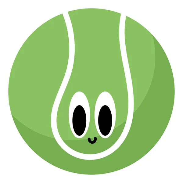 Emoji da bola de tênis verde sorridente, vetor ou ilustra de cor — Vetor de Stock