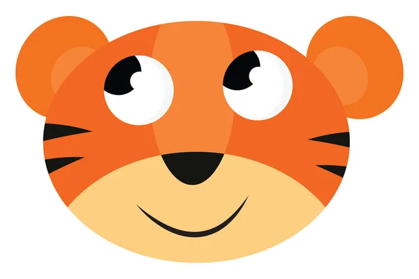 Imagen de dibujos animados de la cara de un tigre sonriente, vector o color — Vector de stock