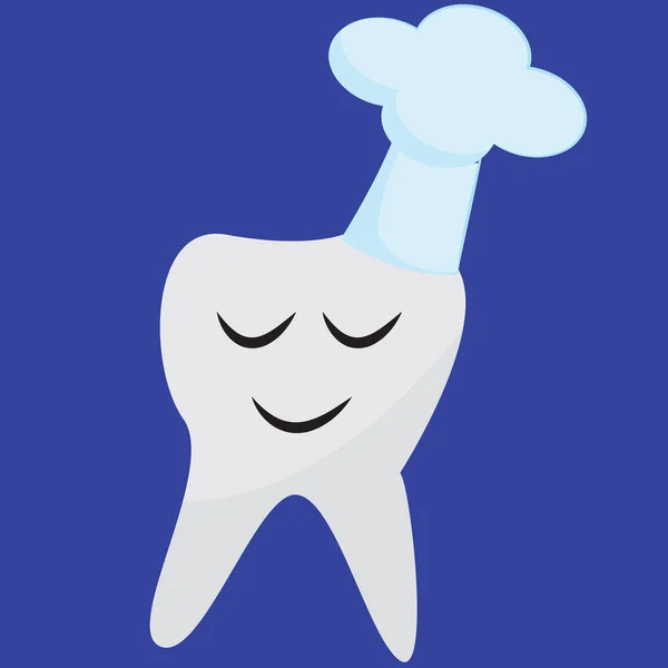 Portret van de lachende tand over blauwe achtergrond, vector of co — Stockvector