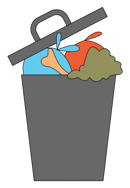 Clipart do lixo cinza pode despejar com resíduos, vetor ou cor i —  Vetores de Stock
