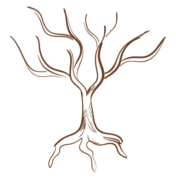 Desenho de esboço da árvore na cor marrom, vetor ou illus de cor — Vetor de Stock