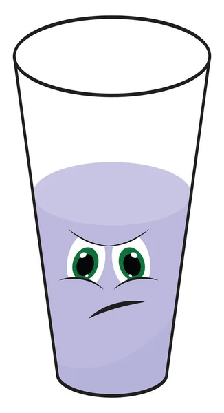 Emoji de um copo de água triste / copo de vidro dos desenhos animados, vetor ou illu cor — Vetor de Stock