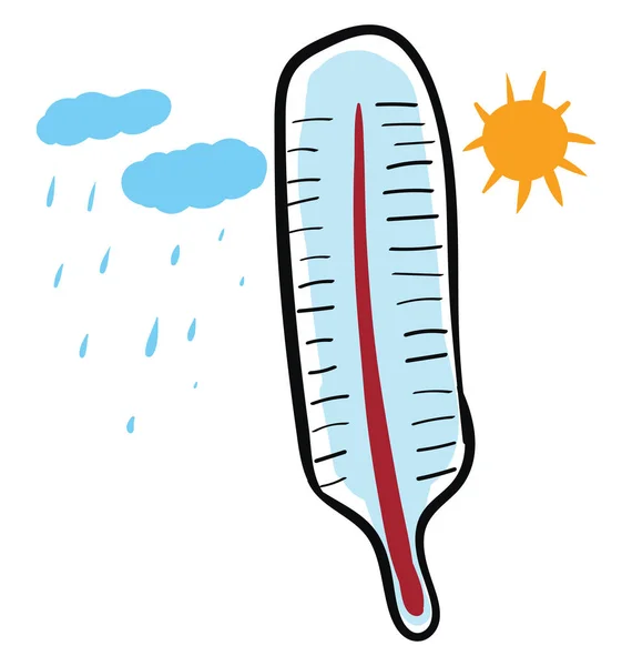 Pintura del termómetro y set meteorológico respaldo blanco aislado — Vector de stock