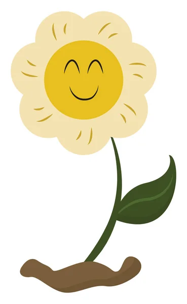 Emoji av en leende gul blomma, vektor eller färg illustration — Stock vektor