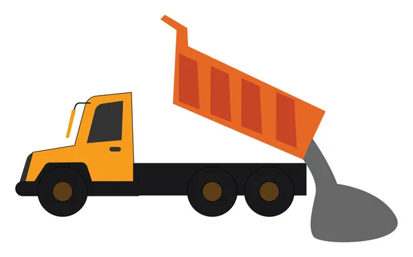 Clipart de um caminhão basculante amarelo em processo operacional / O grande —  Vetores de Stock