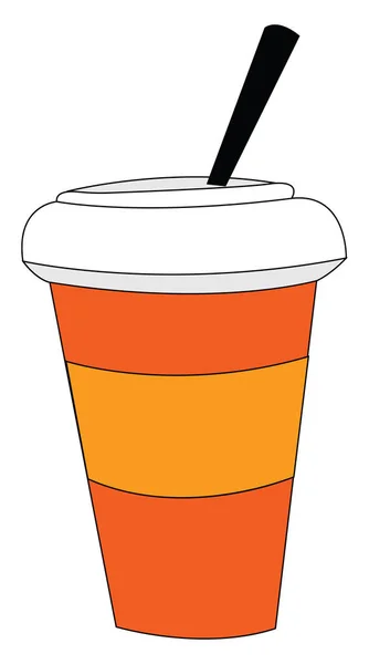 An orange cup of coffee, vector or color illustration. — Stock Vector