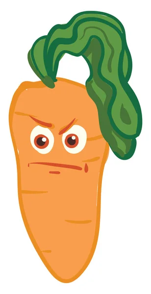 Uma cenoura laranja com raiva, vetor ou ilustração colorida . — Vetor de Stock