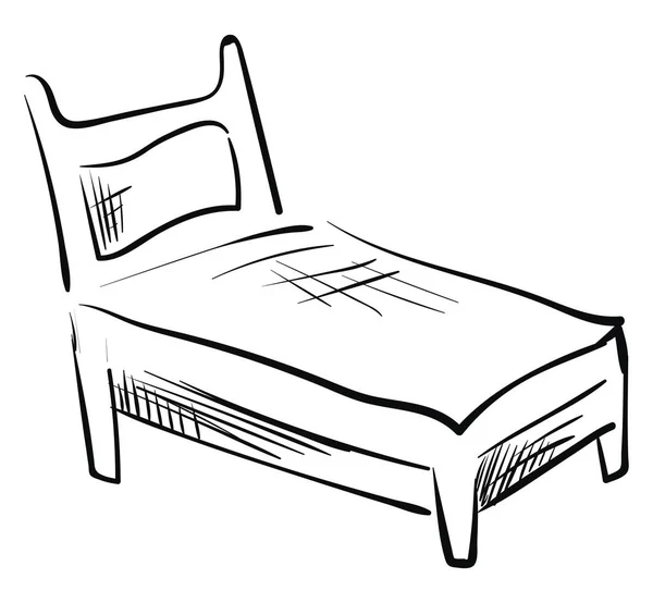 Un croquis de lit, un vecteur ou une illustration couleur . — Image vectorielle