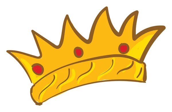 Une couronne avec pierre rouge, vecteur ou illustration couleur . — Image vectorielle