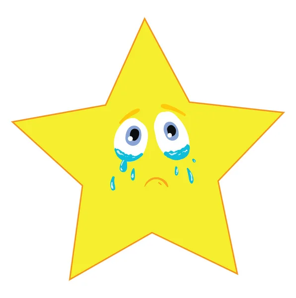 Crying star, vector or color illustration. — Stock Vector