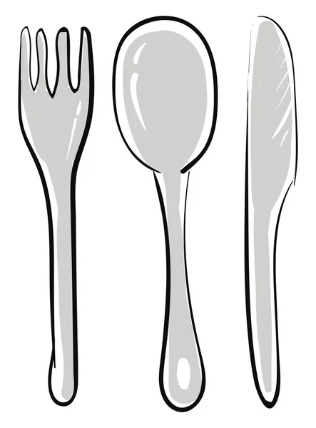 叉刀勺，矢量或颜色插图. — 图库矢量图片