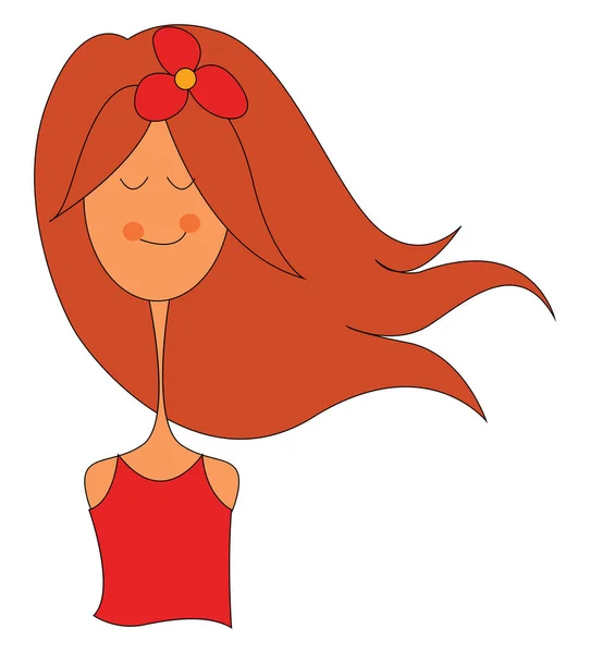 Chica con flor roja, vector o ilustración en color . — Vector de stock