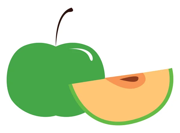 Πράσινο μήλο, διάνυσμα ή έγχρωμη απεικόνιση. — Διανυσματικό Αρχείο