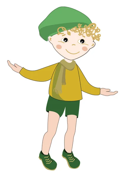 Mannelijke Kid, vector of kleur illustratie. — Stockvector