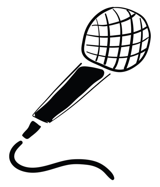 Microphone silhouette, vector or color illustration. 