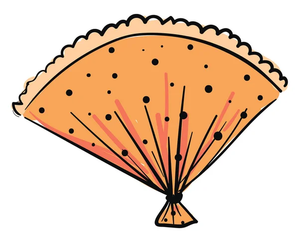 Orange hand fan, vector or color illustration. — Stock Vector