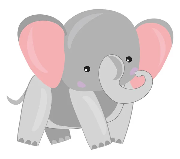 Elefante, vector o ilustración en color rosa y plateado más lindo . — Vector de stock