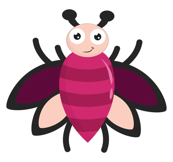 Pink bug, vector or color illustration. — Stock Vector
