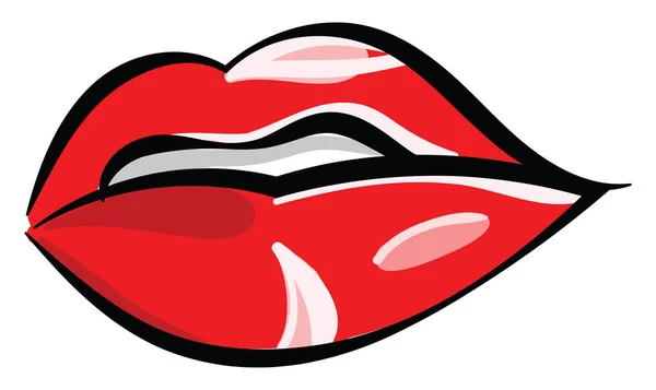 Labios rojos, vector o ilustración en color . — Vector de stock