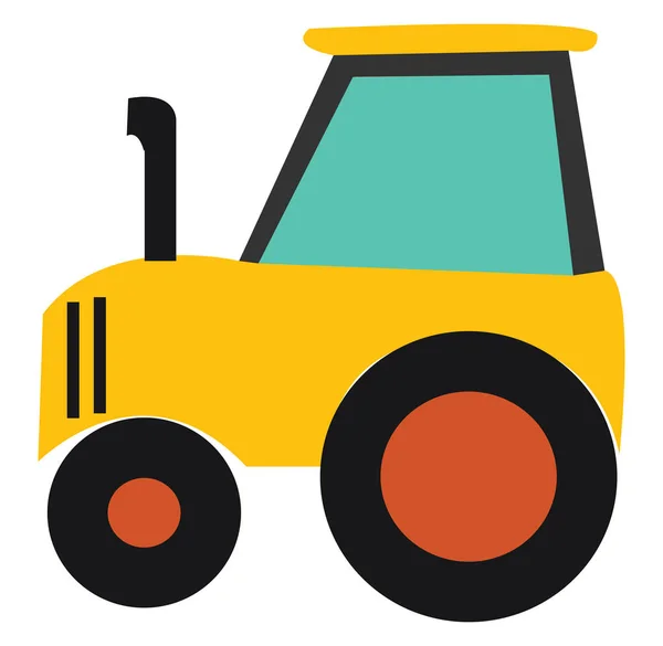 Pintura de un pequeño conjunto tractor sobre fondo blanco aislado visto — Vector de stock