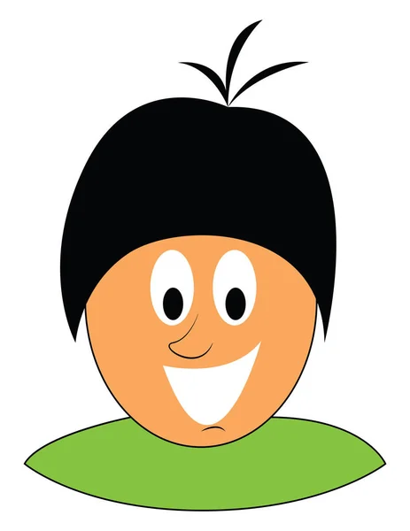 Dessin animé d'un garçon riant sur fond vert vu f — Image vectorielle