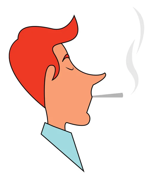 Clipart d'un homme fumant un bourgeon de cigarette réglé sur b blanc d'isolement — Image vectorielle
