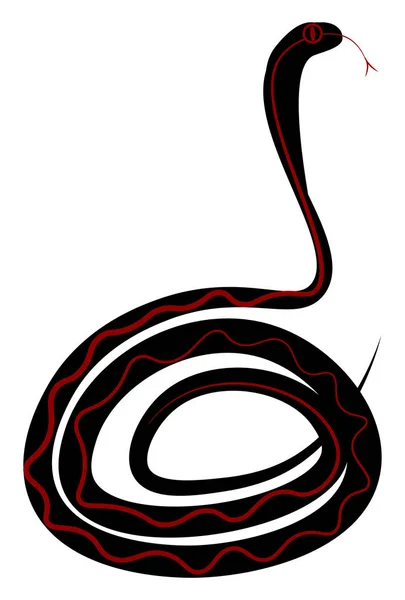 Peinture d'un serpent glissant vert heureux avec une langue fourchue / — Image vectorielle