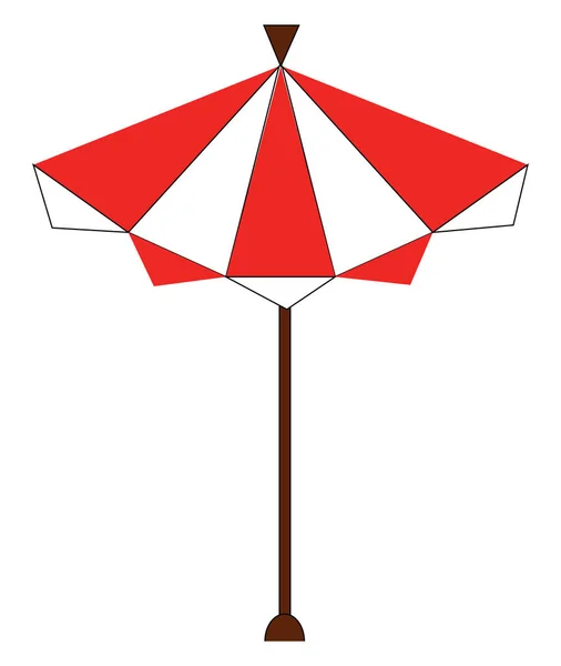Clipart de um atraente guarda-chuva solar listrado vermelho, vetor ou co —  Vetores de Stock